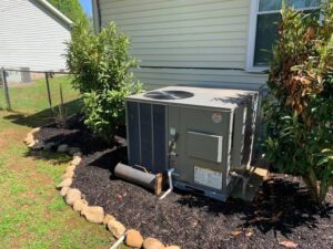 A Rheem outdoor HVAC unit installed or serviced by Parker's Heating & Cooling in Murfreesboro, TN