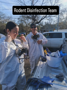 The Rodent Disinfection Team from Pony Express Pest Control preparing for a job in Pollock Pines, CA.