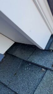 Close-up of a newly sealed roof edge with white trim, preventing wildlife entry, installed by Defense Pest and Wildlife Control in Hartford, CT.