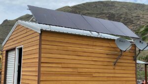 Solar panels installed on the roof of a shed by J C Electric & Solar in Lewiston, ID