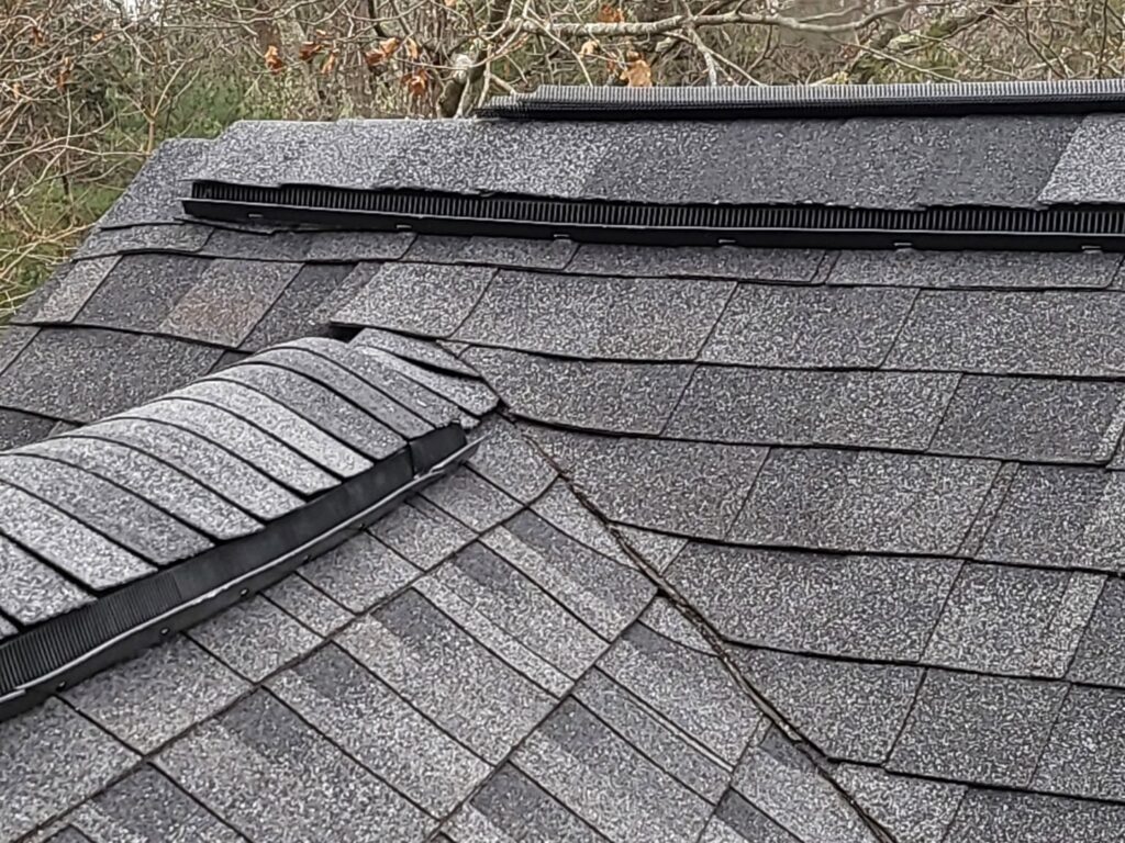 Roof ridge vents, often inspected and secured for wildlife exclusion by New England Wildlife Control in Salem, NH.