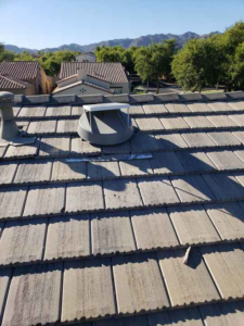 A roof ventilation system installed on a tiled roof by A+ Air and Aeroseal in Scottsdale, AZ.