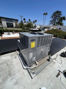 A large rooftop commercial HVAC unit installed on a building by MB Heating and Air in Northridge, CA.