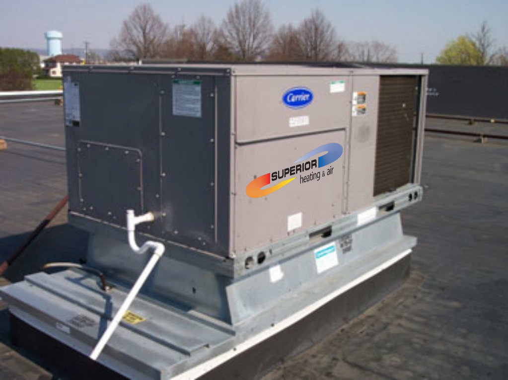 A large rooftop commercial HVAC unit serviced by Superior Heating & Air in Harvest, AL.