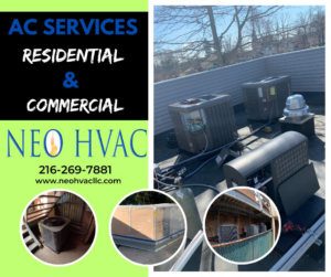 Rooftop commercial and residential AC units installation and service by NEO in Cleveland, OH.
