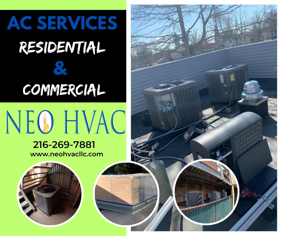 Rooftop commercial and residential AC units installation and service by NEO in Cleveland, OH.