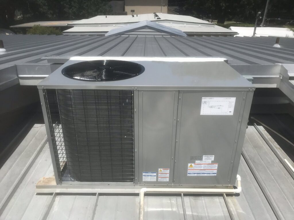 A rooftop HVAC package unit installed by Willman Air in Jacksonville, FL.