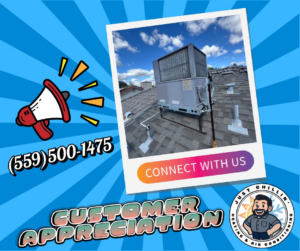 A rooftop HVAC unit installed and serviced by Just Chillin' Heating & Air Conditioning, Inc. in Fresno, CA.