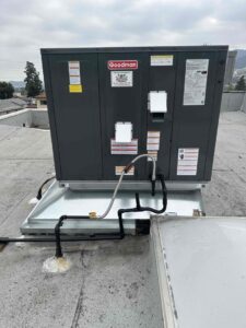 A Goodman rooftop package HVAC unit installed by Affordable Heating and Air in Chatsworth, CA.