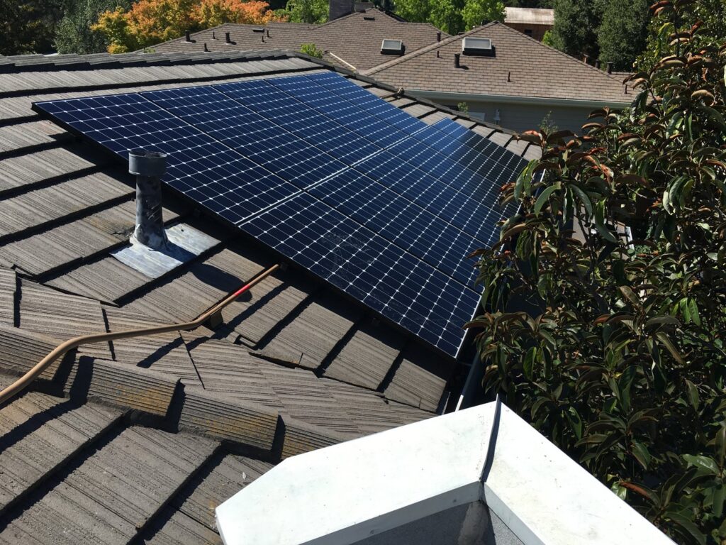 A rooftop solar panel array installed on a residential home by Solar & Electric Service Bros in West Sacramento, CA.