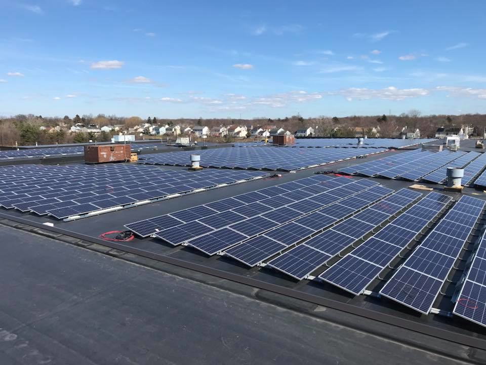 Rooftop solar panels on a commercial building installed by Altec Building Systems in Point Pleasant, NJ