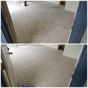 Before and after view of a room's carpet cleaned by Gold Star Cleaning LLC in Rock Falls, IL