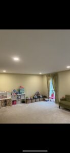 A room illuminated by newly installed recessed lighting, a service provided by Peak Electric in Mount Washington, KY.