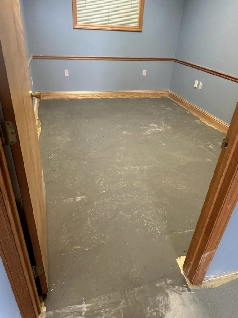 Room subfloor expertly prepared and ready for new carpet by Long's Family Flooring Solutions LLC in New Alexandria, PA.