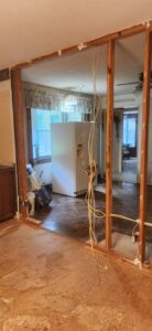 Rough-in electrical wiring installation in a residential wall by Bright Electric in Evansville, IN.