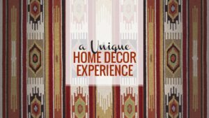 A beautiful round area rug placed under a dining table, showcasing products from Ebie's Rug Cache & Ebie's Rug Cleaning in Tucson, AZ