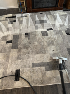 A professional rug cleaning service in progress by Emily's Auto Detailing & Carpet Cleaning LLC in Hammond, IN.