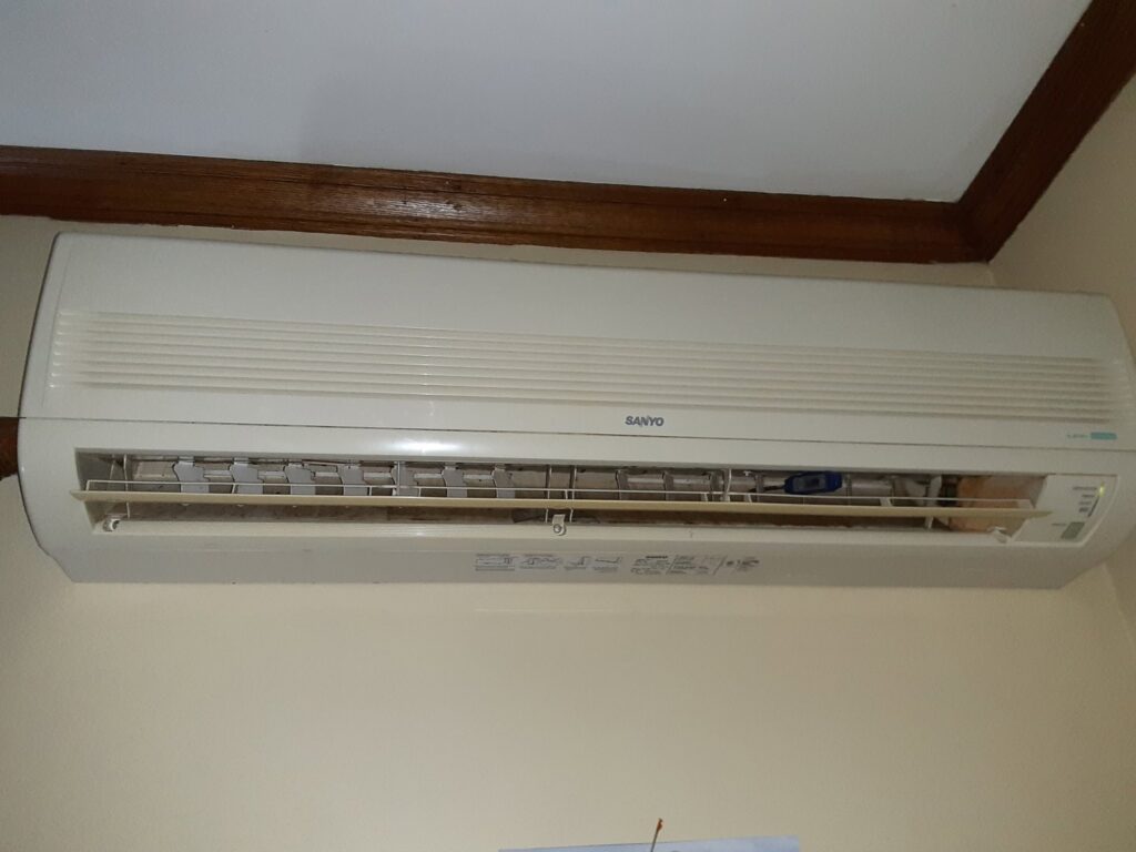 A Sanyo mini-split indoor unit installed in a home by Elements Heating & Cooling LLC in Minneapolis, MN.