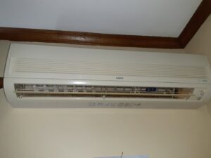 A Sanyo mini-split indoor unit installed in a home by Elements Heating & Cooling LLC in Minneapolis, MN.