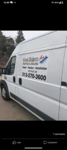 A Good Helpers Heating, Cooling & Labor Services LLC service van in Detroit, MI, ready for HVAC repair and installation.