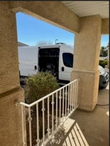 Precise Carpet Care service van parked outside a home, ready for a carpet job in Albuquerque, NM.