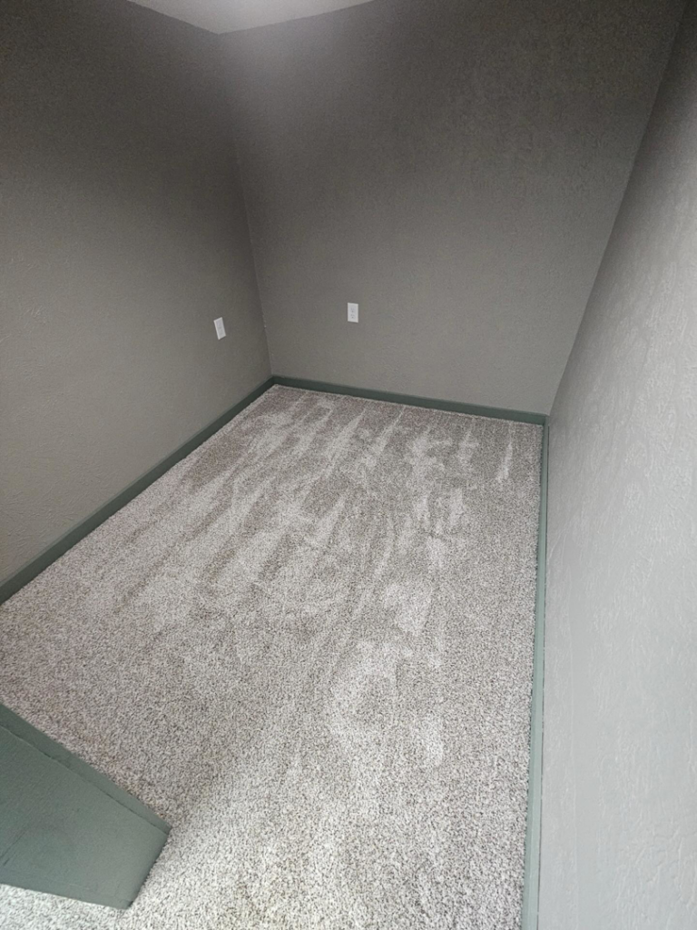 New carpet installed in a small, narrow room or closet by Carpets Mostly in Indianapolis, IN