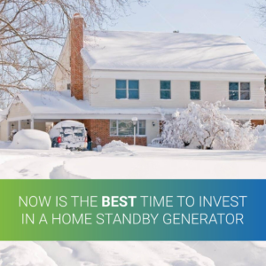 A snowy house, highlighting the importance of investing in a home standby generator from Kenerator in Plano, TX.