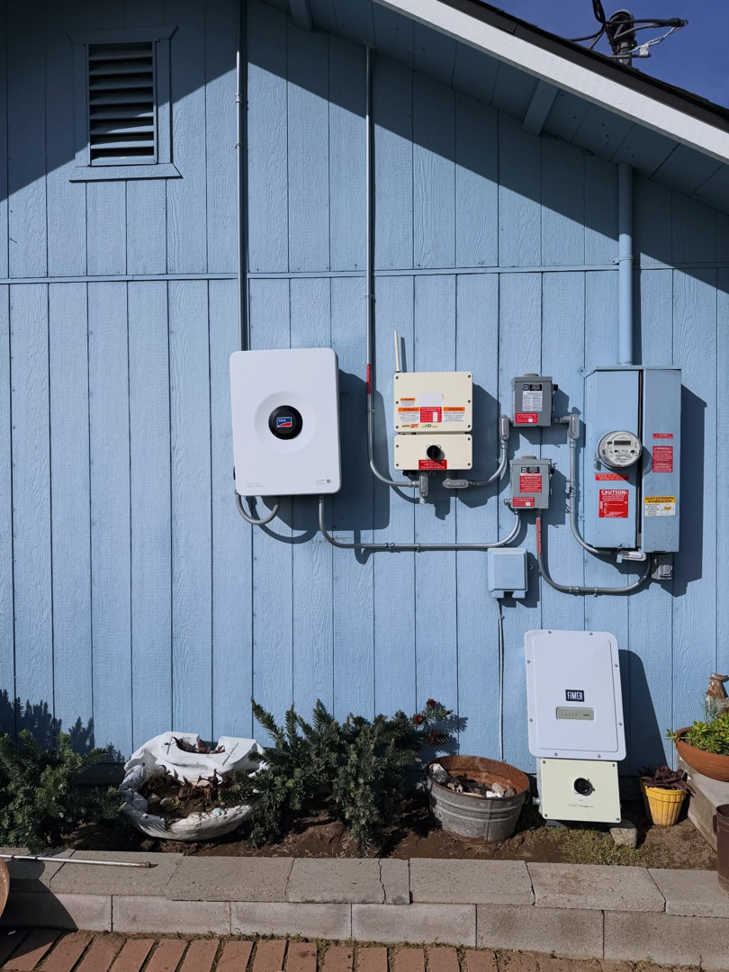 A complete solar electrical panel and inverter system installed on a home by Garcia Electric Services in Bonita, CA.