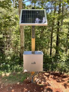 A solar panel and control box for a gate automation system by Gates Contractors in Plymouth, MN.