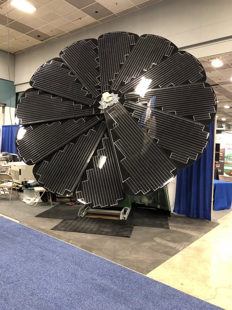 A large, circular solar panel array installed by Bonham Electric, Inc. in Sacramento, CA.