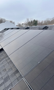 Newly installed solar panels on a residential roof by Clemens Electric in Averill Park, NY