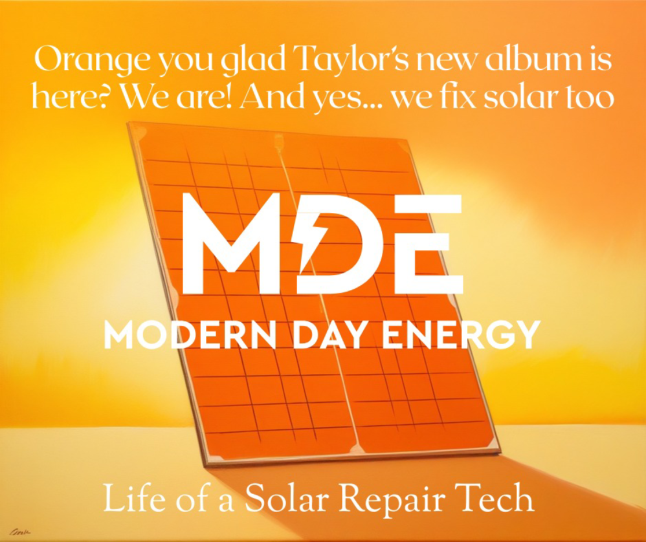 An advertisement for solar panel repair services by Modern Day Energy in Phoenix, AZ