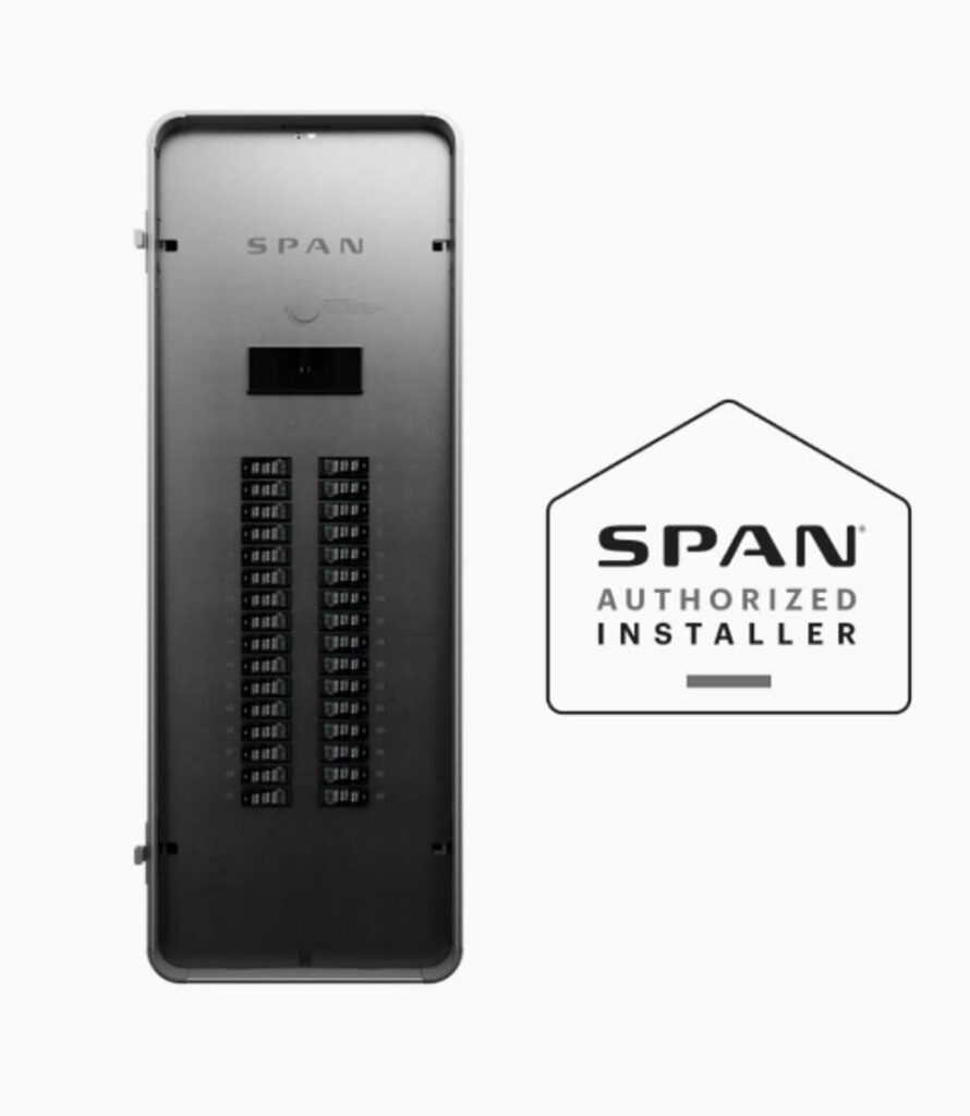 A SPAN smart electrical panel installed alongside an EV charger, showcasing services by Volt-Pro Electric, LLC in Houston, TX