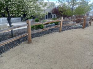 A classic split-rail wooden fence installed for a natural look by Finest Fence in Simi Valley, CA.