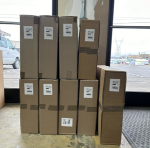 Stacked boxes of HVAC filters ready for distribution at Murray Filter Sales and Service, Inc. in Nashville, TN