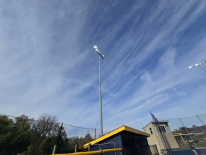 A tall stadium light pole with multiple bright LED fixtures installed by TET Light Solutions LLC in Cedartown, GA.
