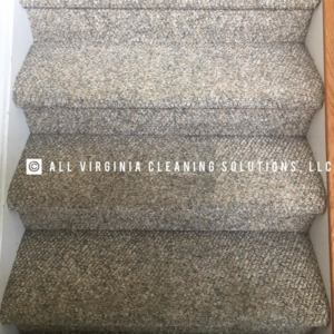 Before and after view of staircase carpet cleaning by All Virginia Cleaning Solutions, LLC. in Henrico, VA.
