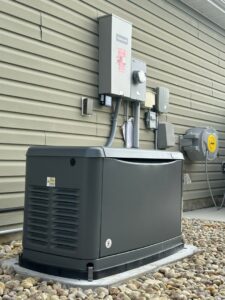 A Honeywell standby generator professionally installed outside a home by Mister Sparky of Columbia in West Columbia, SC.