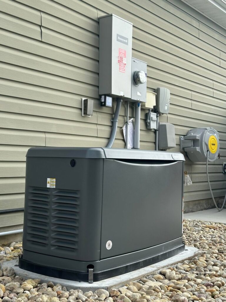 A Honeywell standby generator professionally installed outside a home by Mister Sparky of Columbia in West Columbia, SC.