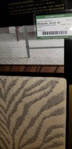 A Stanton wall-to-wall carpet sample with pricing details at ProSource Flooring Kitchen & Bath of Naperville, IL.