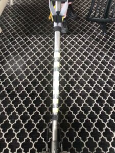 Steam visibly rising from a patterned carpet during cleaning by Bee Clean Carpet Steam Cleaning in Dover, DE.