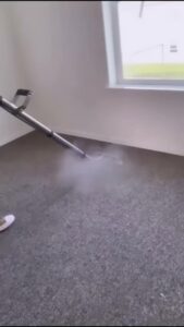 A professional steam carpet cleaning service in progress, performed by B of C Carpet Cleaning LLC in Idaho Falls, ID.