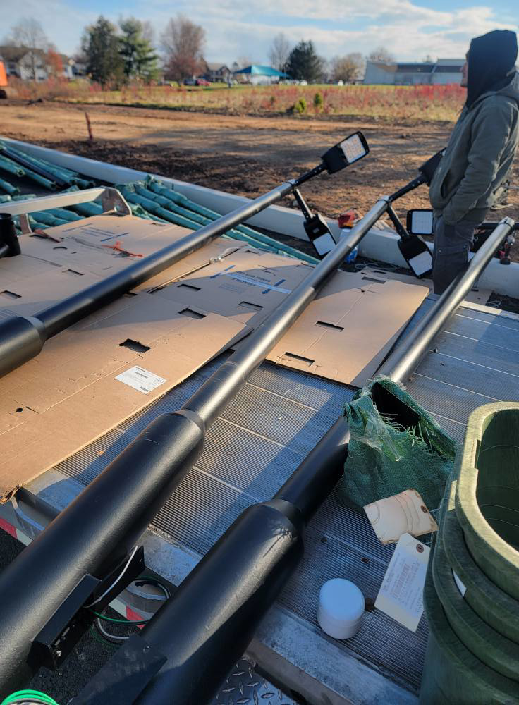 New street light fixtures with LED heads ready for installation by BESTA electricians in Perkasie, PA.