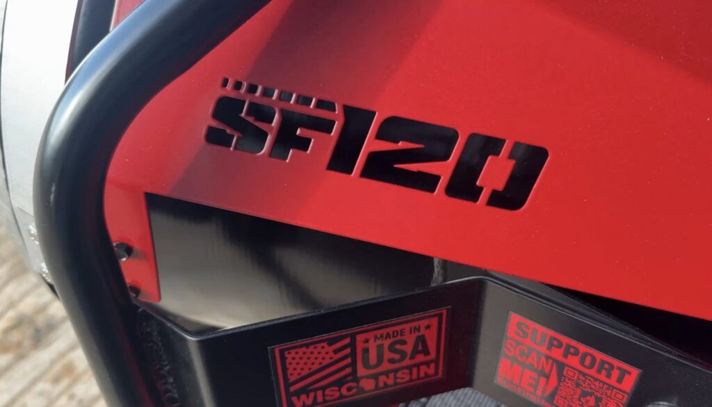 A SunFire industrial heater providing temporary heat on a construction site in Janesville, WI