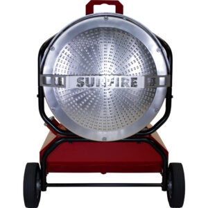 A SunFire industrial heater undergoing repair and maintenance with tools in Janesville, WI