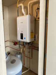 A new Navien tankless water heater installation with copper piping by Advanced Heating & Cooling in St. Cloud, MN.