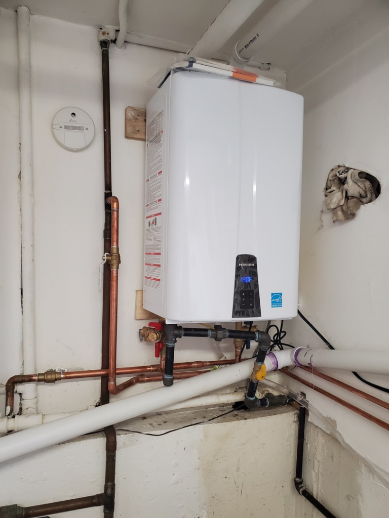 A tankless water heater installation completed by Giant HVAC in Chicago, IL