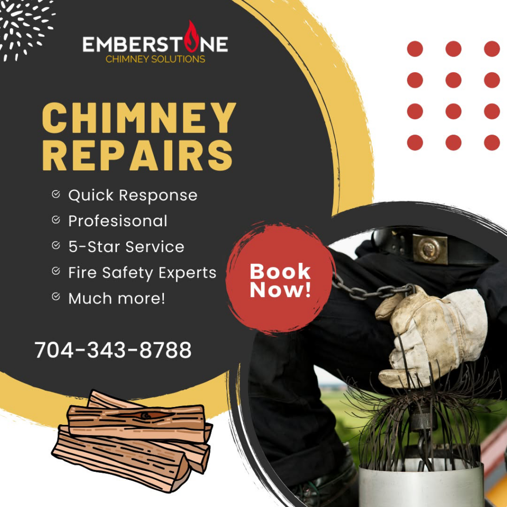 A technician's gloved hand holding a chimney brush, ready for a chimney sweep job by Emberstone Chimney Solutions in Charlotte, NC.