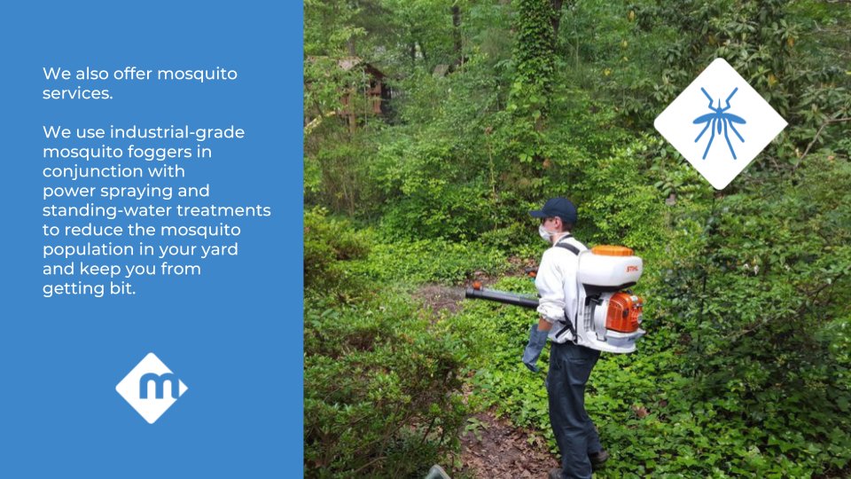 A Moxie Pest Control Bentonville technician performing mosquito fogging in a wooded area in Springdale, AR.