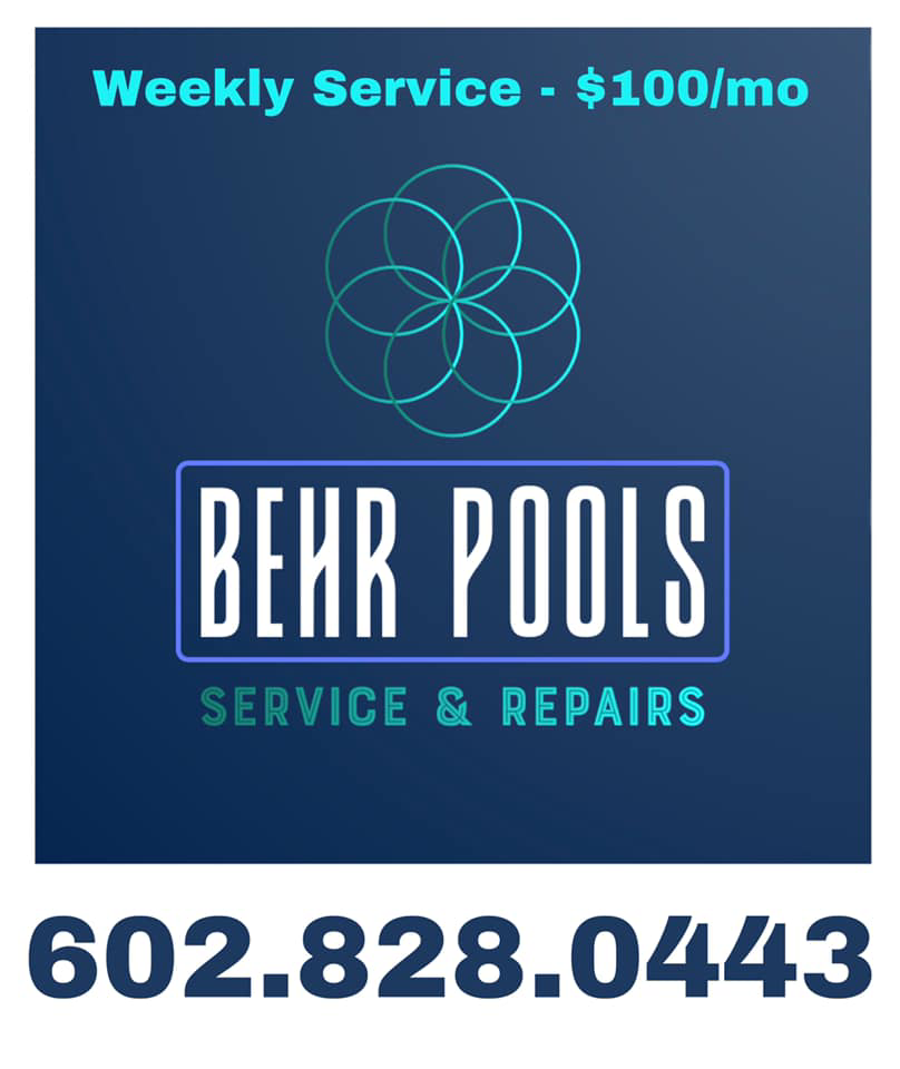 A technician repairing a pool filter and plumbing system for BEHR POOLS Service & Repairs in Glendale, AZ